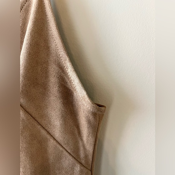 Aritzia Wilfred Free Tan Faux Suede Mini Dress Size XS- Festival Summer Flirty - Picture 4 of 11